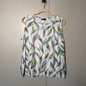 Colorful stain glass look Leaf Pattern Sleeveless Blouse